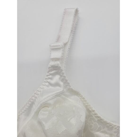 Bali Double Support White Floral Jacquard Adjustable Straps Wire Free Bra SZ 36B - Picture 7 of 8